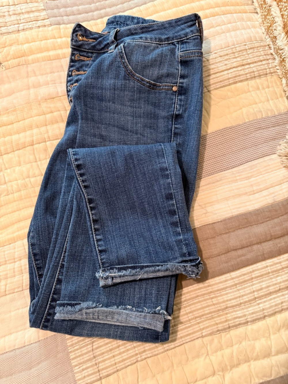 Jag Jeans Dark Blue Button-Fly Cropped Ankle Jeans